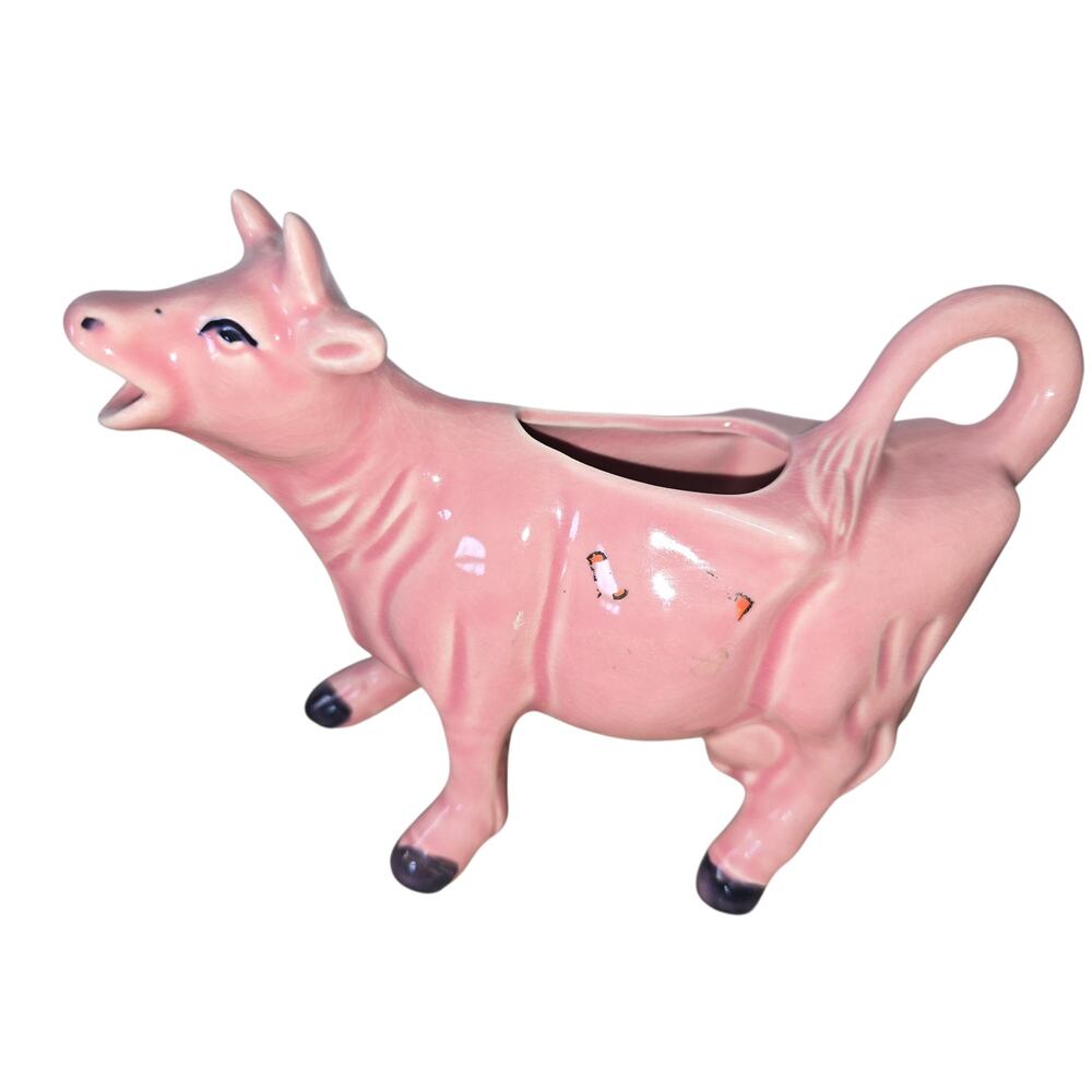 Vintage Pink Cow Cream Pitcher Souvenir Piece